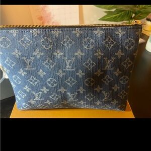Louis Vuitton Denim Monogram Crossbody Pouch - Blue